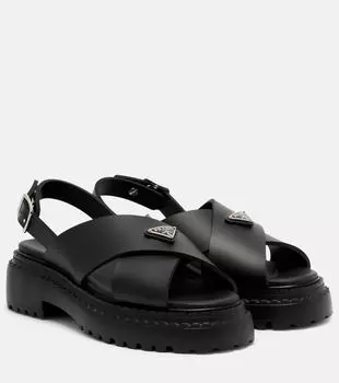 Резиновые сандалии на платформе Logo Prada, черный