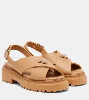 Резиновые сандалии на платформе Logo Prada, желтый