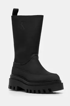 Резиновые сапоги Calvin Klein Jeans FLATFORM RAINBOOT HIGH MG R, черный