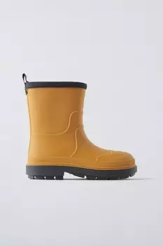 Резиновые сапоги на подкладке ZARA, охра желтая
