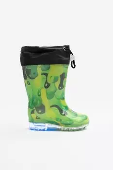 Резиновые сапоги с кулиской Coccodrillo с принтом и текстурированной светящейся подошвой