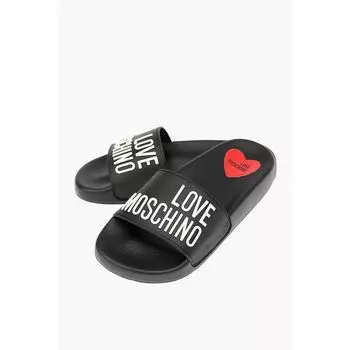 Резиновые шлепанцы LOVE с логотипом Moschino, Black