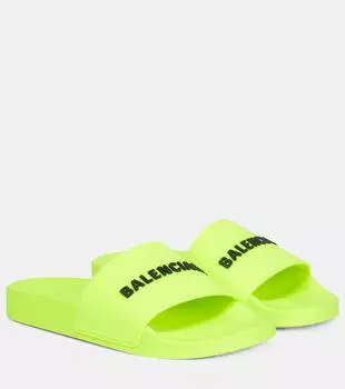 Резиновые шлепанцы с логотипом Balenciaga, желтый