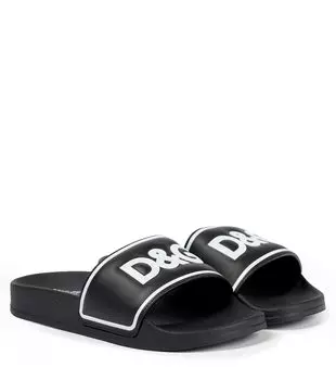 Резиновые шлепанцы с логотипом Dolce&Gabbana Kids, мультиколор