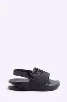 Резиновые шлепанцы с тиснением для мальчиков River Island, черный