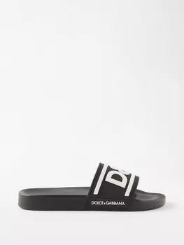 Резиновые шлепанцы с тисненым логотипом Dolce & Gabbana, черный