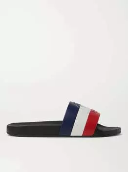 Резиновые шлепанцы в полоску с тиснением логотипа Basile MONCLER, черный