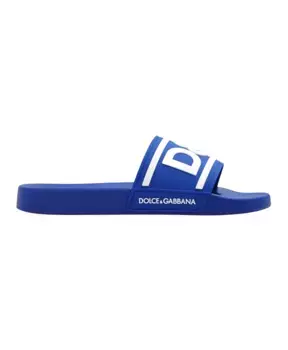 Резиновые тапочки с логотипом и ребристым воротником Dolce & Gabbana, синий