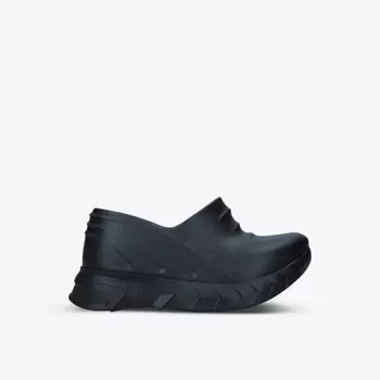 Резиновые туфли-мюли на танкетке с тисненым логотипом Marshmallow Givenchy, черный