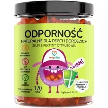 Резистентные витамины Минералы Пищевые добавки для детей и взрослых 2 мармеладки в день 120 гелей, Myvita