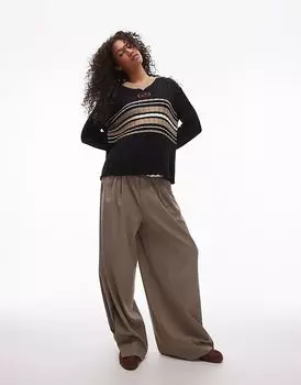 Резюме: объемный вязаный джемпер с V-образным вырезом и вышитым логотипом Rsum