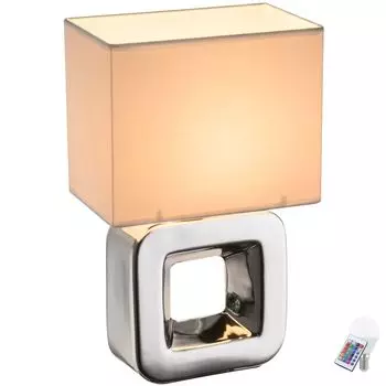 RGB светодиодная настольная лампа из керамики и текстиля Kilauea etc-shop, серебро