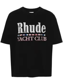 RHUDE футболка Flag, черный