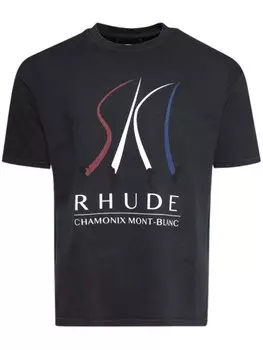 RHUDE футболка с надписью «Горнолыжный склон», черный