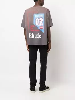 RHUDE футболка с принтом O2 Off-Road, серый