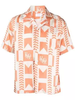 RHUDE льняная рубашка с геометричным принтом, серый