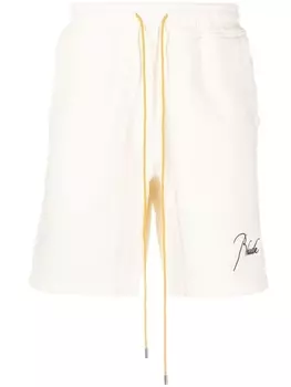 RHUDE спортивные шорты с вышитым логотипом, белый