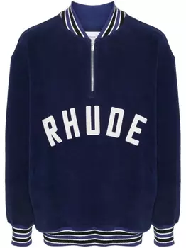 RHUDE толстовка на молнии с нашивкой-логотипом, синий