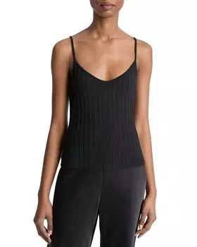 Риб-трикотажный топ-камисол Vince, черный