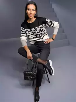 RICK CARDONA by Heine жаккардовый свитер "Пуловер", цвет Schwarz-Ecru-Gemustert