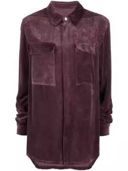 Rick Owens бархатная рубашка с длинными рукавами, фиолетовый