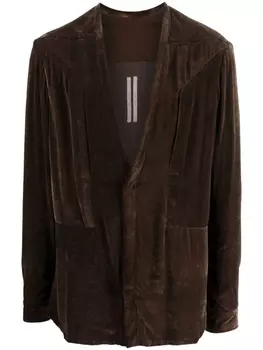 Rick Owens бархатная рубашка с глубоким V-образным вырезом, коричневый