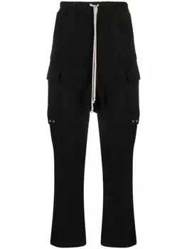 Rick Owens брюки карго с низким шаговым швом и кулиской, черный