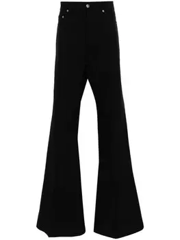 Rick Owens брюки-клеш из натуральной шерсти Bolan, черный