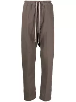 Rick Owens брюки с кулиской и низким шаговым швом, коричневый