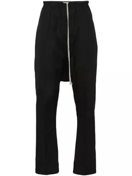 Rick Owens брюки с кулиской и низким шаговым швом, черный