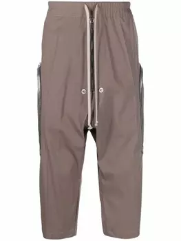 Rick Owens брюки с кулиской и низким шаговым швом, зеленый