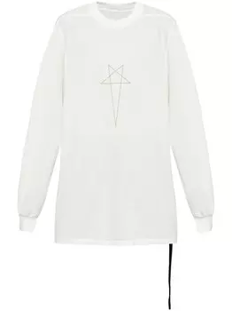 Rick Owens DRKSHDW футболка с длинным рукавом и принтом логотипа, белый