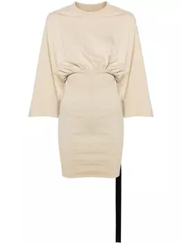 Rick Owens DRKSHDW платье мини Cinched Tommy со сборками, нейтральный цвет