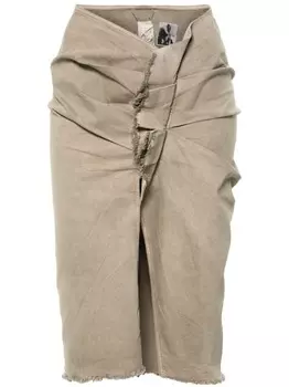 Rick Owens DRKSHDW юбка миди с оборками и складками, серый