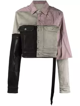 Rick Owens DRKSHDW укороченная куртка в технике пэчворк, черный