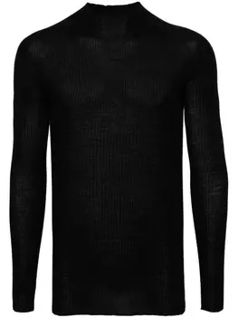 Rick Owens джемпер Lupetto в рубчик, черный