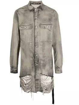 Rick Owens джинсовая куртка с эффектом потертости, серый