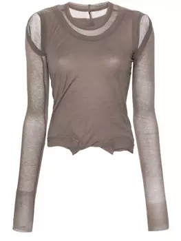 Rick Owens футболка Cropped Banana с длинными рукавами, серый