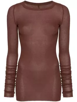 Rick Owens футболка Rib LS T в рубчик, красный