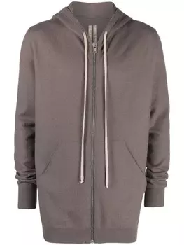 Rick Owens худи на молнии с кулиской, серый