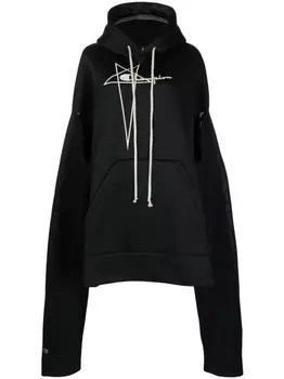 Rick Owens худи с вышитым логотипом, черный