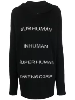 Rick Owens худи вязки интарсия, черный