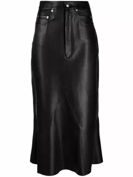 Rick Owens кожаная юбка годе, черный