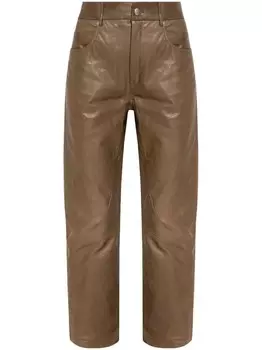 Rick Owens кожаные укороченные брюки, коричневый