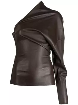 Rick Owens кожаный топ Luxor на одно плечо, коричневый