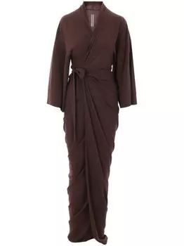 Rick Owens креповое платье макси, коричневый