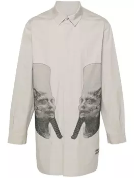 Rick Owens куртка-рубашка с вышивкой, серый