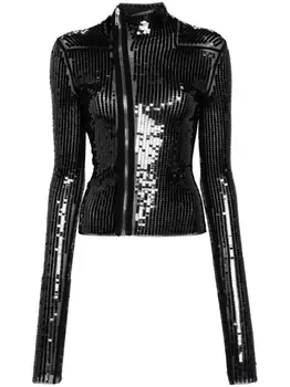Rick Owens Lilies куртка Gary на молнии с пайетками, черный
