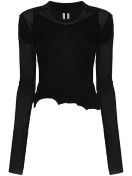 Rick Owens многослойный топ в рубчик, черный