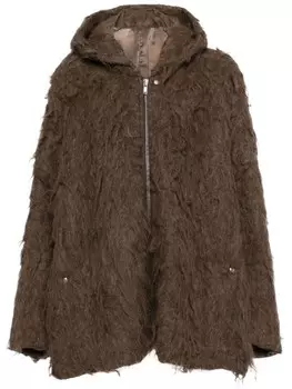 Rick Owens пальто Jumbo с капюшоном, коричневый